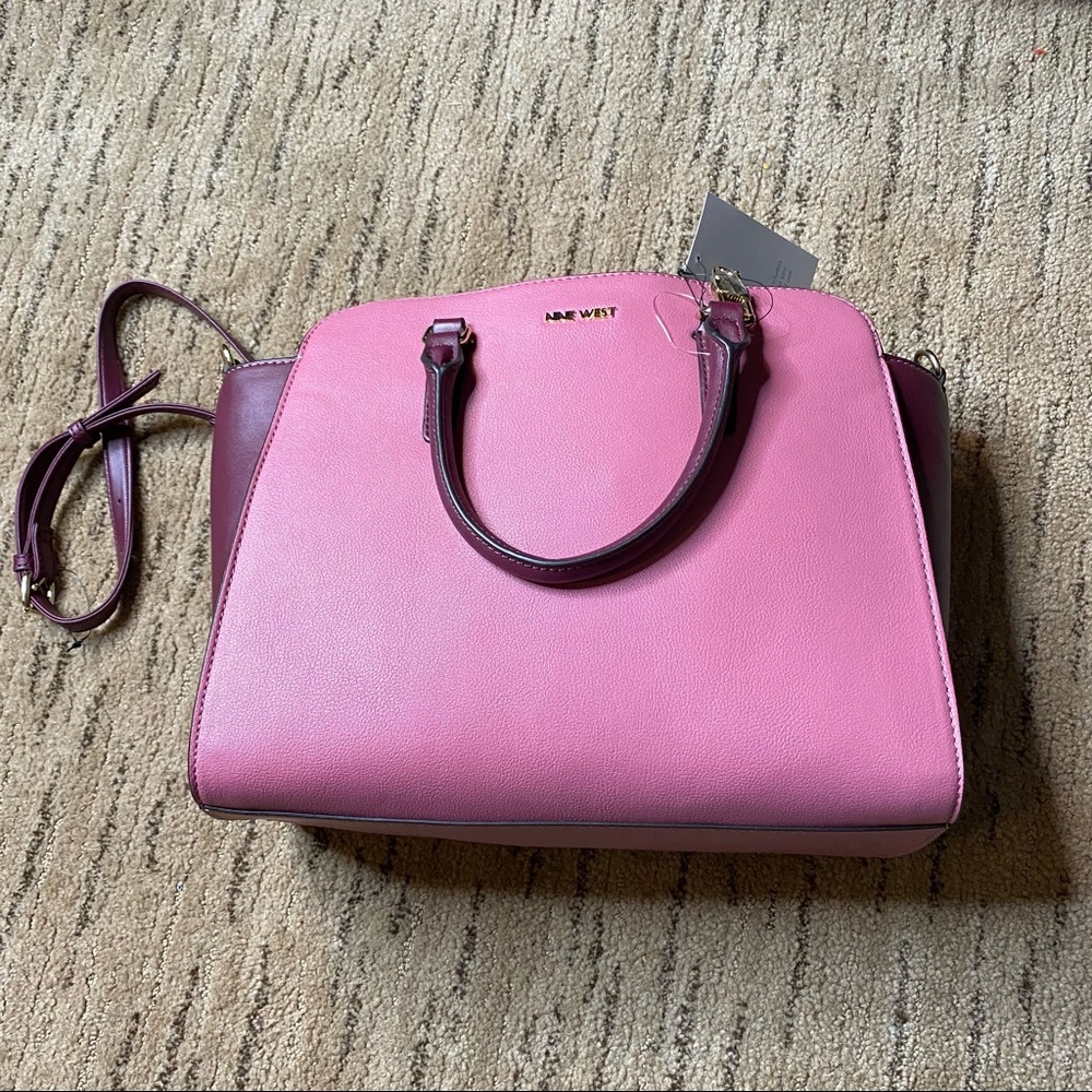NINE WEST Kameron Satchel Bag Peony Multi Crossbody Removeable Card Holder